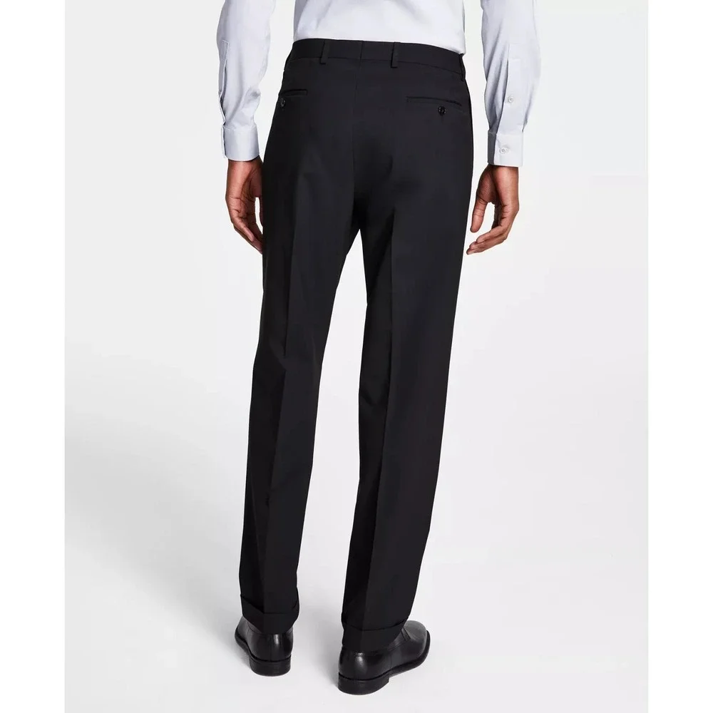 Michael Kors Mens Classic fit Dress Pants 34W 32L Black Pleated Cuffs‎